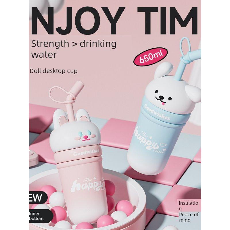 Large Capacity Thermos Cup for Girls, High Aesthetic Value 316 Water Cup, Ice Cup, Cute Children's Straw Cup, 2026 New Model