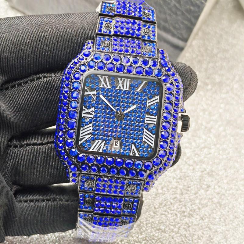 Hip Hop Full Quartz Wristwatch Men Couple Waterproof Calendar Business Style