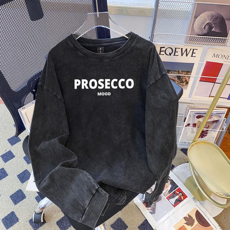 

Женская винтажная футболка с длинным рукавом и принтом букв - Европейский и американский стиль 2XL