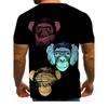 Men's Three Wise Monkeys 3D Printed T-Shirt Casual Short Sleeve Crewneck Top Spooky Skull Chimpanzee Graphic Tee Hip Hop Streetwear Summer Clothes
