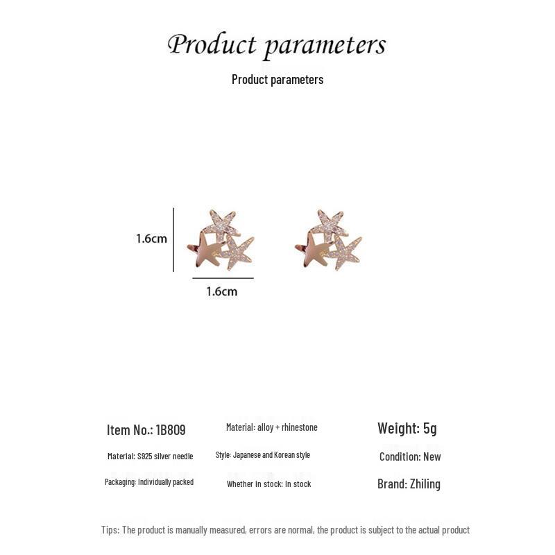 S925 Silver Needle 2024 Starfish Stud Earrings with Micro-set Zircon – Women’s Stylish, Versatile Ear Jewelry.