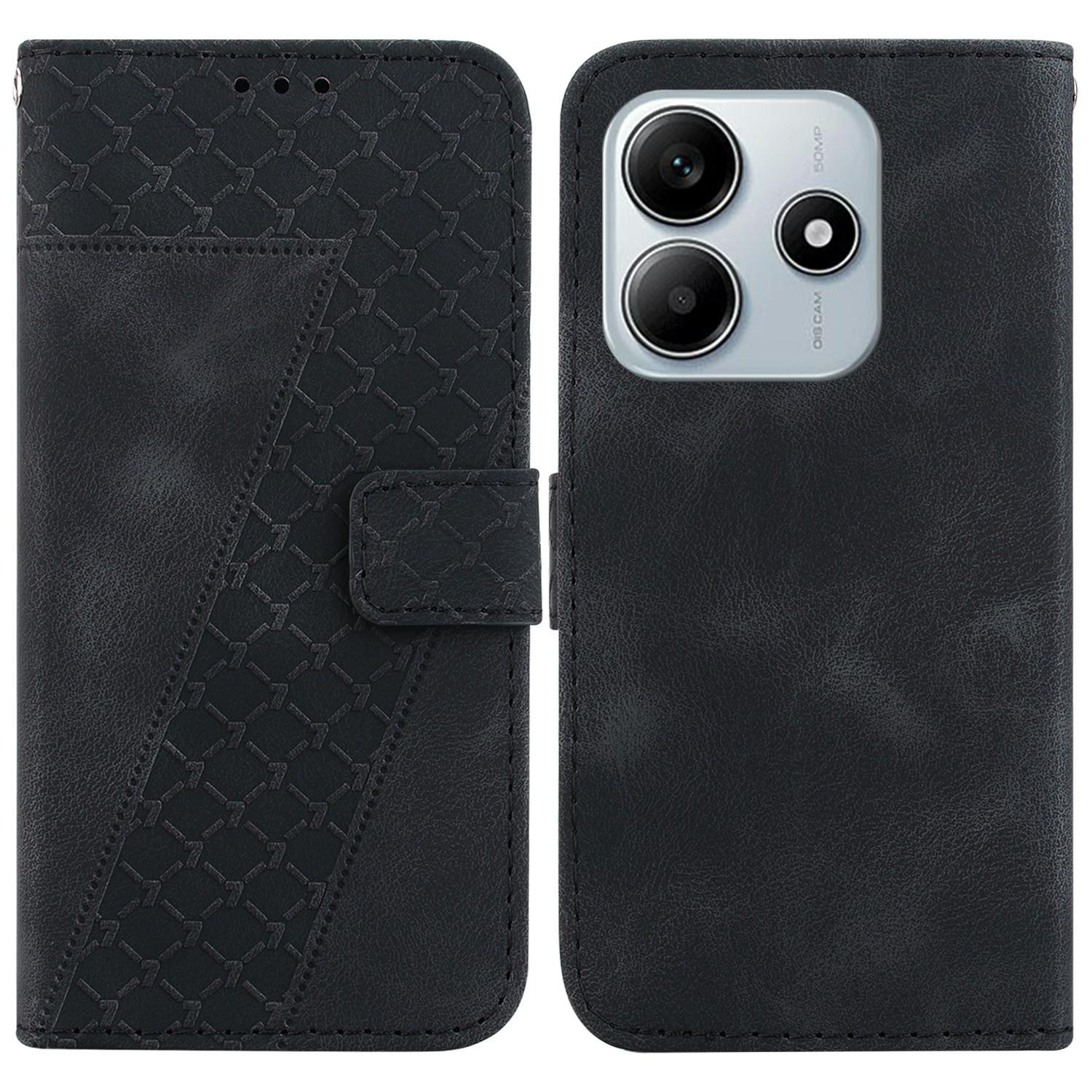 

For Xiaomi Redmi Note 14 5G Stand Case 7-Shaped Pattern Imprint Leather Phone Cover F
