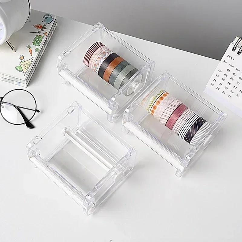 Household Convenience Creative Cutter Set Tape Dispenser Transparent Holder Storage Box Office Washi Tapes Organizer Accessories