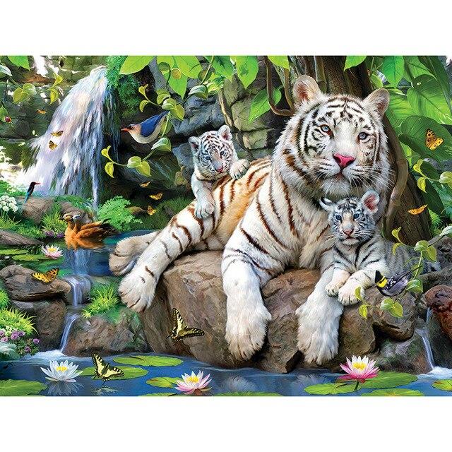 Scenery Diamond Embroidery 5D DIY Diamond Painting Tiger Full Square/Round Drill Mosaic Painting Cross Stitch Home Decoration