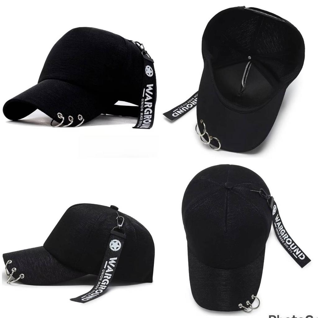 Baseball Cap Hat Iron Ring Spring Summer Autumn Punk Hip Hop Rock Adjustable Unisex Men Women Outdoor Casual Cotton Snapback