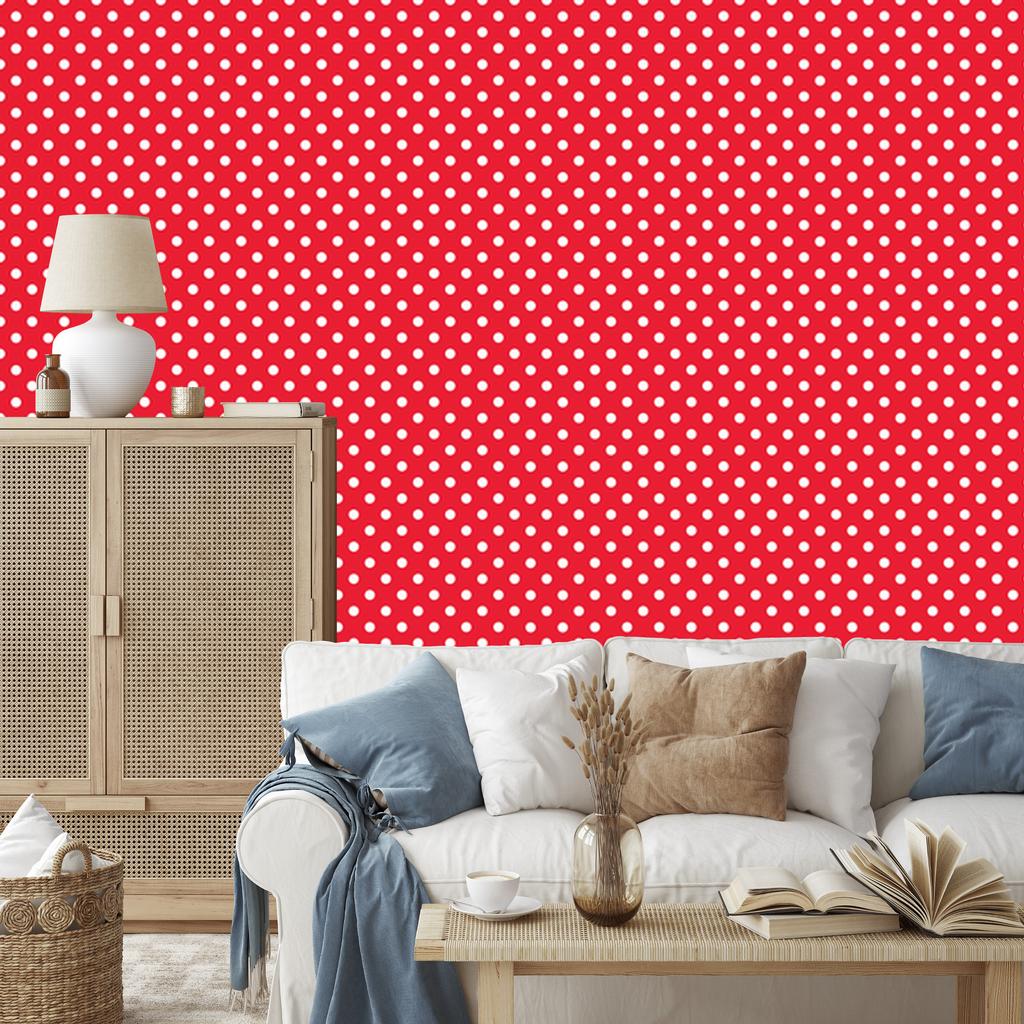 Wallpaper Dots red and coral, red background 50x1000