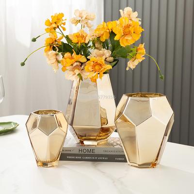 Nordic Style Electroplating Process Glass Vase Modern Decorative Vases Living Room Decoration Home Decor Vases for Interior