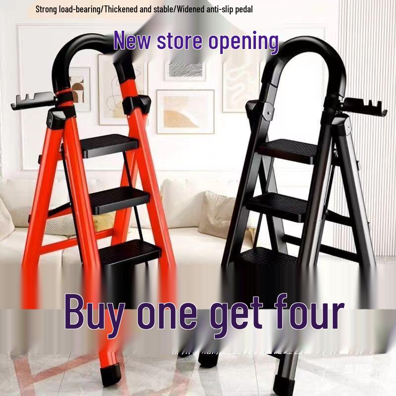 Niemiecka Bardzo Gruba Stal Węglowa Składana Drabina Stopniowa A-Frame Teleskopowa Wielofunkcyjna Wewnętrzna