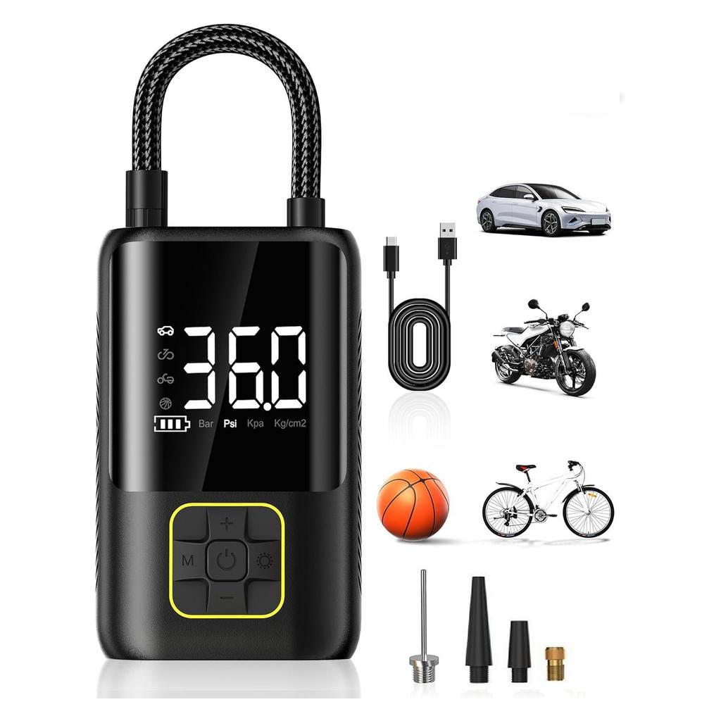 Digital Display Screen Tire Inflator for Car Bike Motorcycle Car Air Compressor Air Pumps with Flashlight Tire Inflator