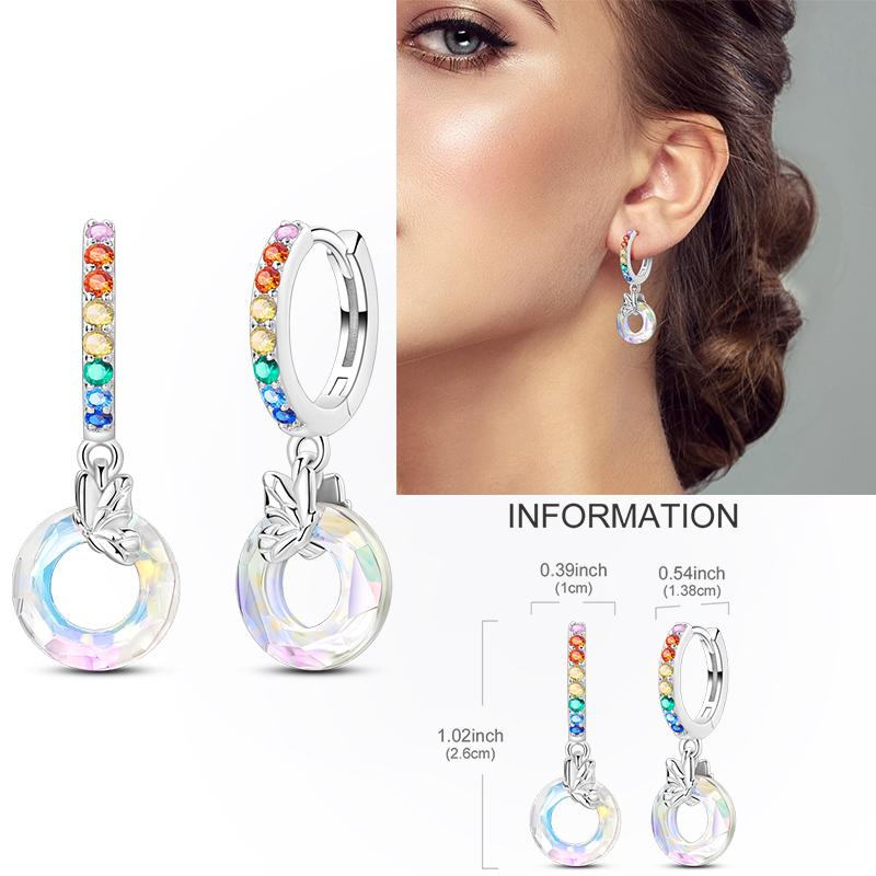 925 Silver Hoop Earring Moon Sun Earring Pendent Zircon Heart Shape Star Eardrop For Women Girl Making Jewelry