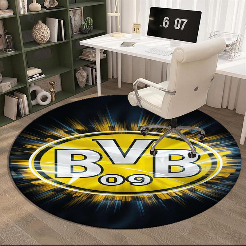 Borussia fcfc Round Rug for Livingroom,Bedroom, Palyroom, Chair Rug, Area rug, Circle Carpet, Large Size Fan Christmas gift