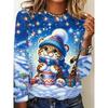 Fashion 3D Print Snowman Christmas Theme O-Neck Long Sleeve T-Shirts Womens Clothing Casual Y2K Clothes Harajuku Female Clothing