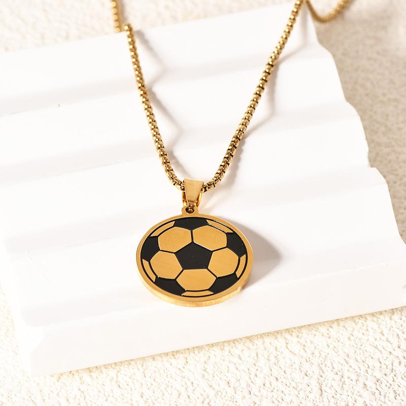 Stainless Steel Baseball Necklace Football Basketball Time Gem Necklace Rugby Simulation Clavicle Chain Jewelry