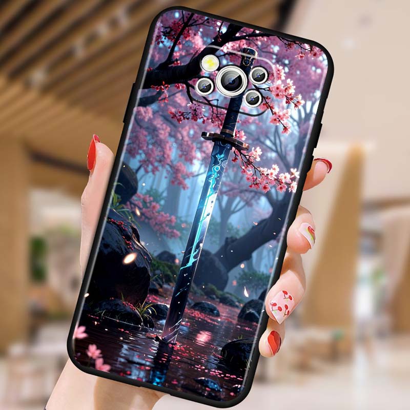 Ancient style swordsman Phone Case For Xiaomi Mi Poco F3 F4 F5 F6 X3 X4 X5 X6 X7 M3 M4 M5 M6 M7 GT Pro 5G Black
