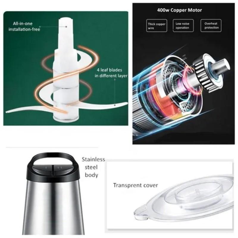 2L/3L Large Capacity Electric Meat Grinder Multi-function Veg Chopper Household Stainless Steel Sausage Food Processor