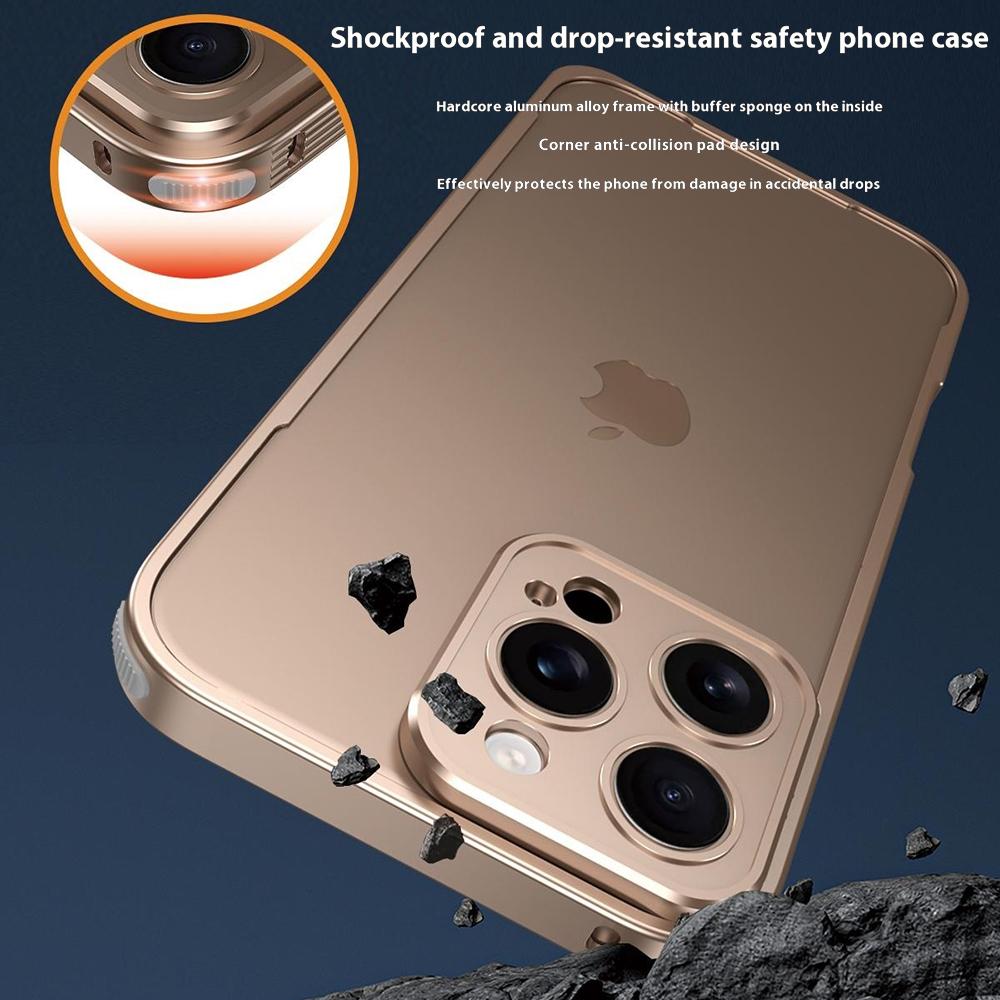 For iPhone 16 Pro Bumper Case Heat Dissipation Aluminium Alloy Phone Shell with Buckle/Camera Lid