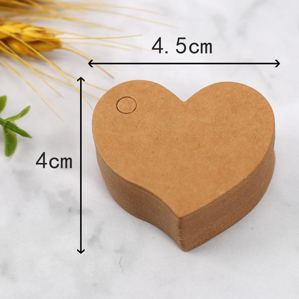100pcs Heart Shaped Cards Blank Cards Label Kraft Paper Hanging Decoration Hand Gift Hanging Tag DIY Crafts