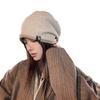 Autumn and Winter Hats, Women's Versatile Wool Knitted Hats, Ear Protectors, Warm Headgear, Small and Fashionable Stacking Hats