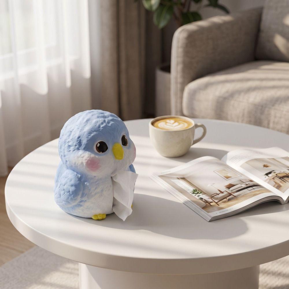 Cartoon Blue Bird Ceramic Tissue Box Creative Design Desktop Tissue Holder Housewarming Gift
