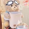 1pcs Car Tissue Box Auto Cartoon Trush Can 2-in-1 Leakproof Plush Bear Tissue Holder And Trash Can For Vehicle Home Travel