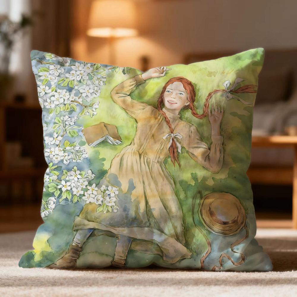 Hot AAnne of Green Gableses Cushion Cover Soft Washable Pillow Case Multi-Scene for Couch Bed Travel Office Use