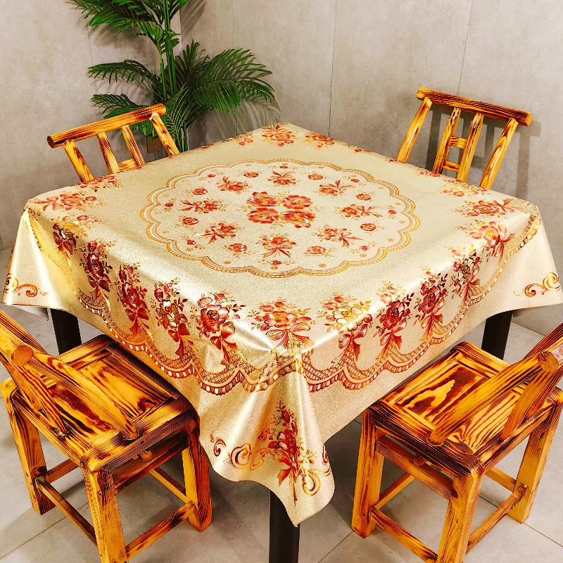 

Festive Square Waterproof And Oil-Proof Tablecloth Free Anti-Scalding Baxian Table Dining Table Cloth Mahjong Table Square Table Round Table 100*100cm
