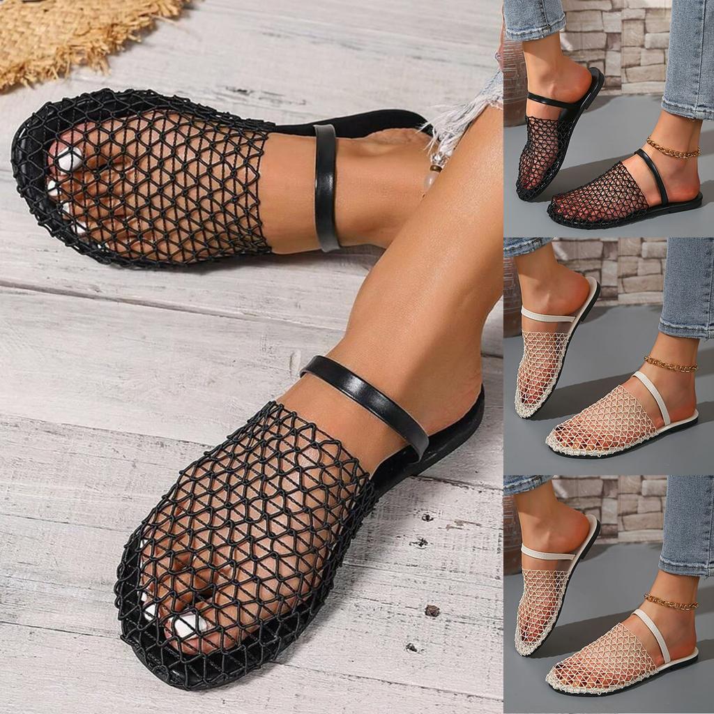 Famous Designer Women Flats Casual Sandals Women's Black Flat Sandals Summer Slide Sandals Closed Toe Flat Pantuflas Mujer