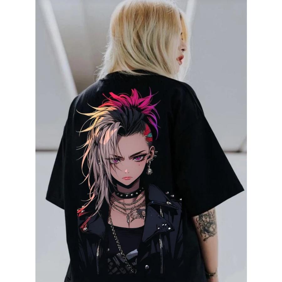 2024 Summer Fashion T-shirts Men Women Unisex Oversize Anime Character Japanese Style Streetwear Super Cool Couple T-shirts