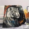 White Tiger  Print Flannel Blanket, High quality Comfortable for All Seasons, Home Decor, Warmth and Comfort