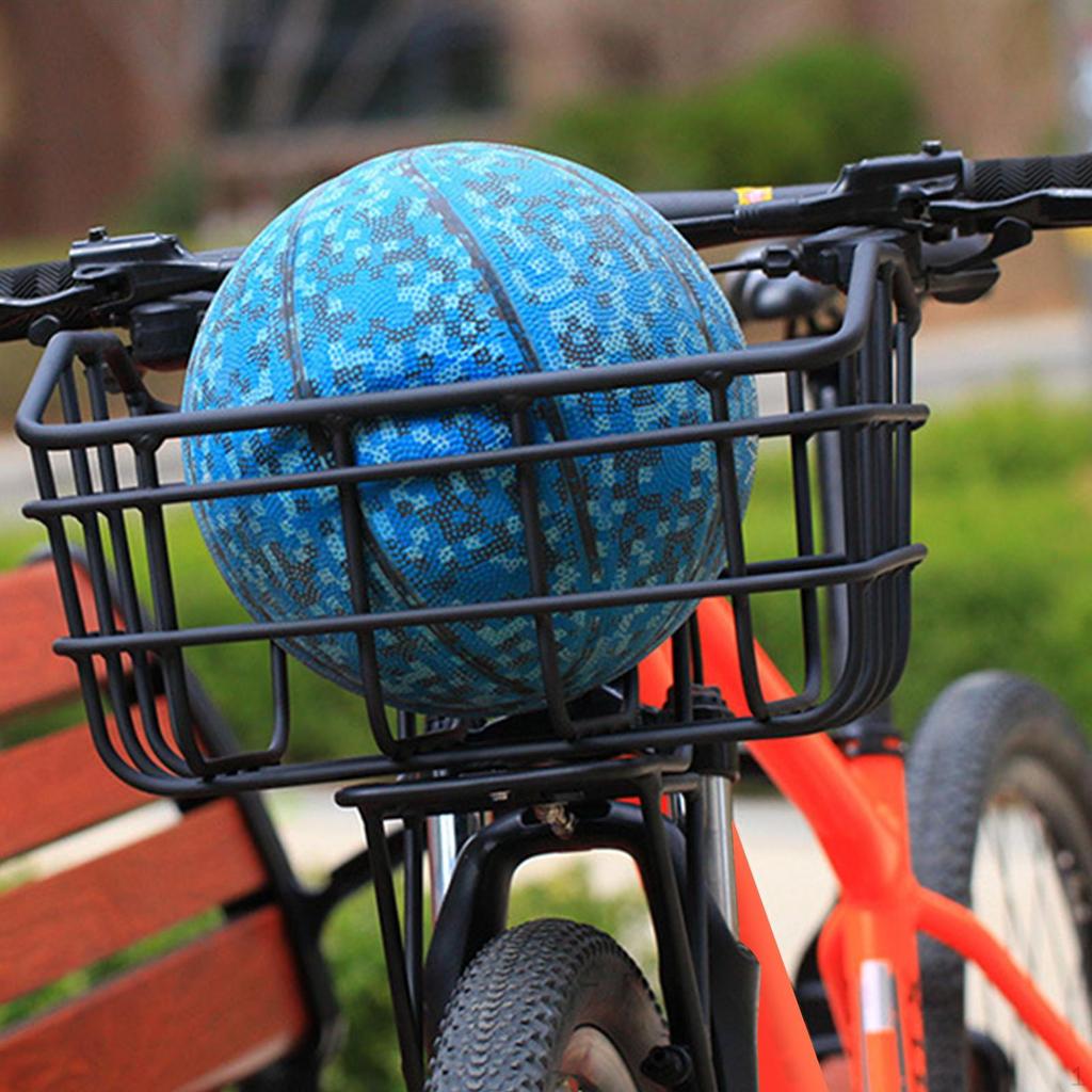 Bicycle Basket Black Front Convenient Assemble Sturdy Aluminum Alloy Cargo Container Accessories for