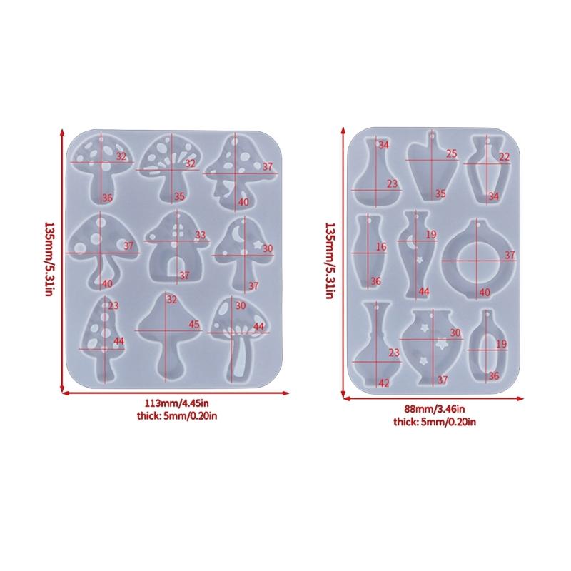 Crystal Resin Silicone Mold Geometric Mushroom Cloud Shaped Pendant Molds for Earrings Listing Ornament Making Charm DIY