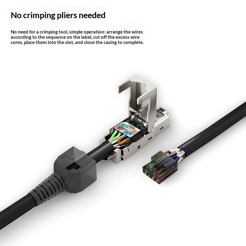 1Pc Rj45 Cat8 Cat7 Cat6A Connectors Tool-Free Zinc Alloy Shielded Ethernet Termination Plugs For 23Awg Sftp Cables