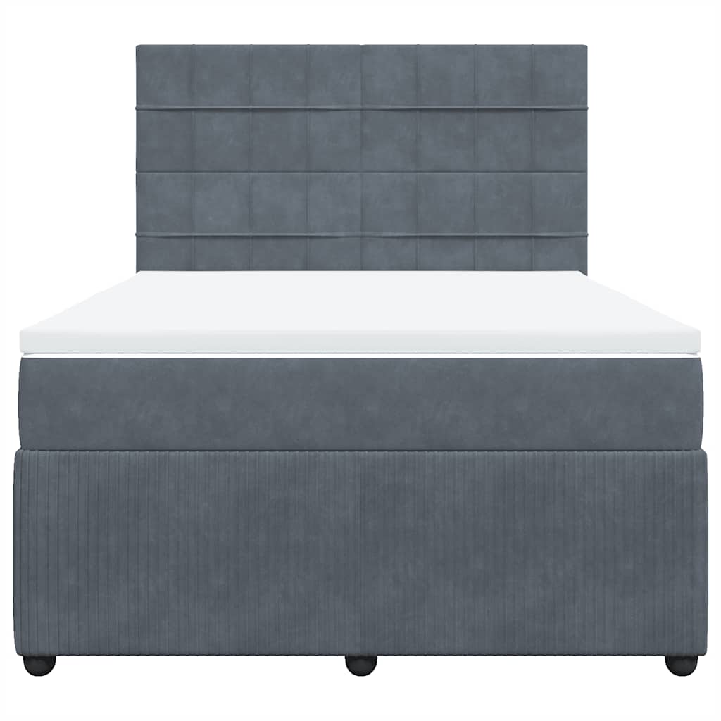 Vidaxl Letto Continentale Con Materasso, Grigio Scuro, 160X200Cm Velluto