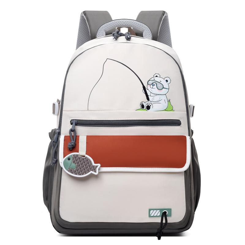 

Модный школьный рюкзак для начальной школы с поддержкой позвоночника для снижения нагрузки на детский рюкзак для мальчиков и девочек, рюкзак большой вместимости серый