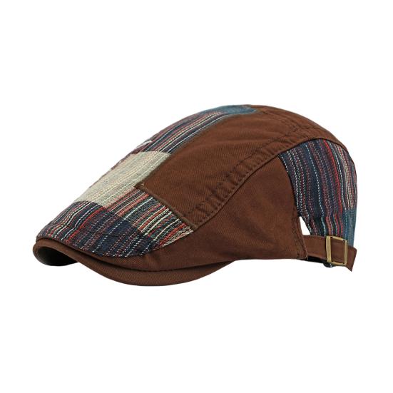 Newsboy Cap Retro Style Adjustable Fit Beret Hat Splicing Design Soft Breathable Sun Protection Hat Daily Wear