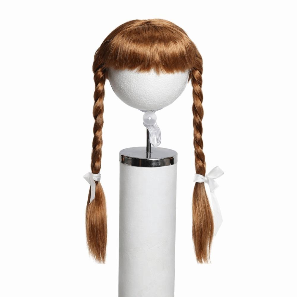 

Adjustable Fit Pet Wig Braids Comfortable To Wear Reusable Cats Dogs Cosplay Pigtails Dressing Up with Bangs світло-коричневого кольору