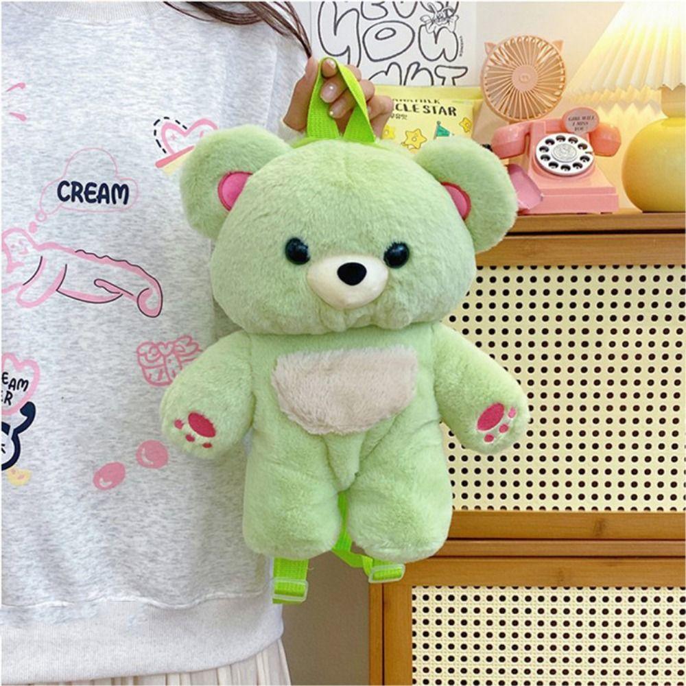 Multicolour Plush Shoulders Bag 3D Bear Animal Bag Casual Plush Bear Backpack Outdoor