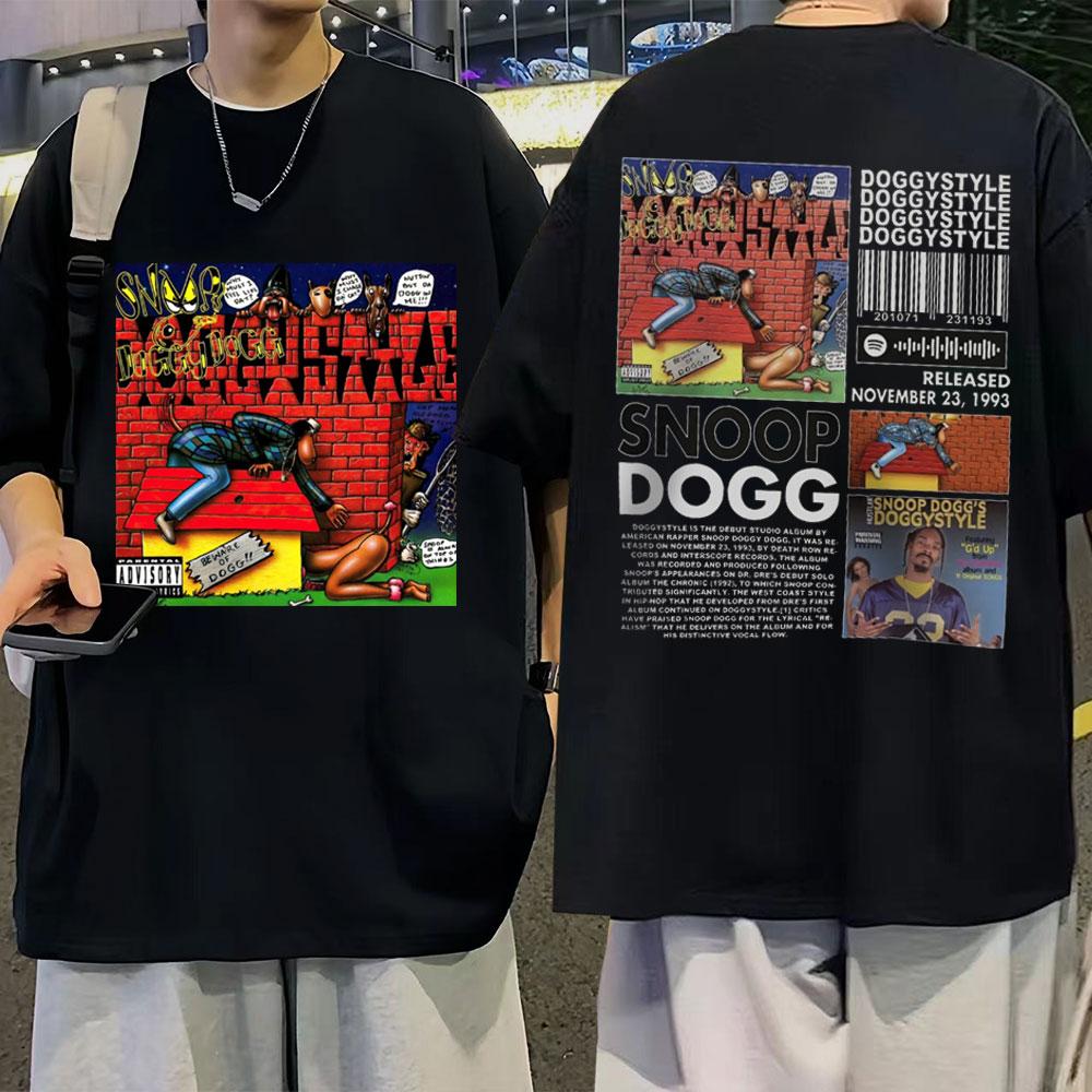 2025 Snoop Dogg Doggystyle Album 90s Y2K Merchandise Vintage Rapper Hiphop 100% Puur Katoen Bedrukt T-shirt Oversized Streetwear Y2K
