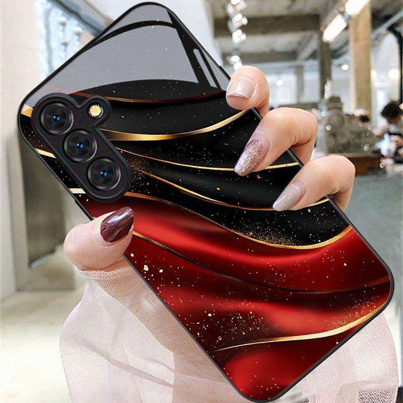 Elegant Red Black Fashion Phone Cases Phone Case Mobile Phones Glass for Samsung Galaxy S26 S25 S24 S23 S22 FE Ultra Plus