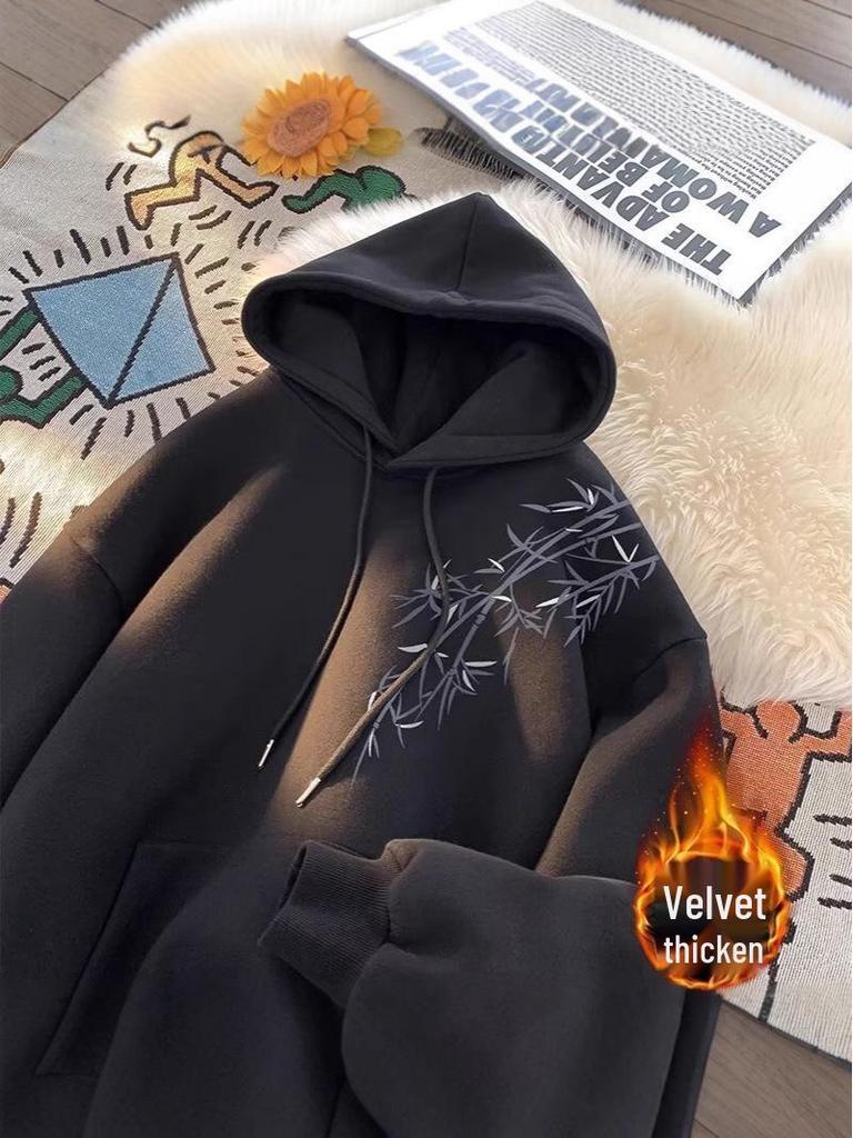 Men's American Style Hooded Fleece Sweatshirt - Autumn/Winter 2025 High Street Loose Fit, Versatile, Casual Jacket for Couples.