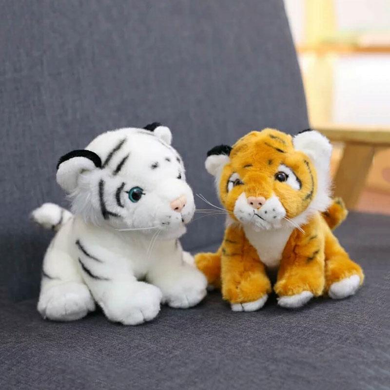 Adorable Cute Plush Tiger Animal Toy In White And Yellow For Kids And Collectors