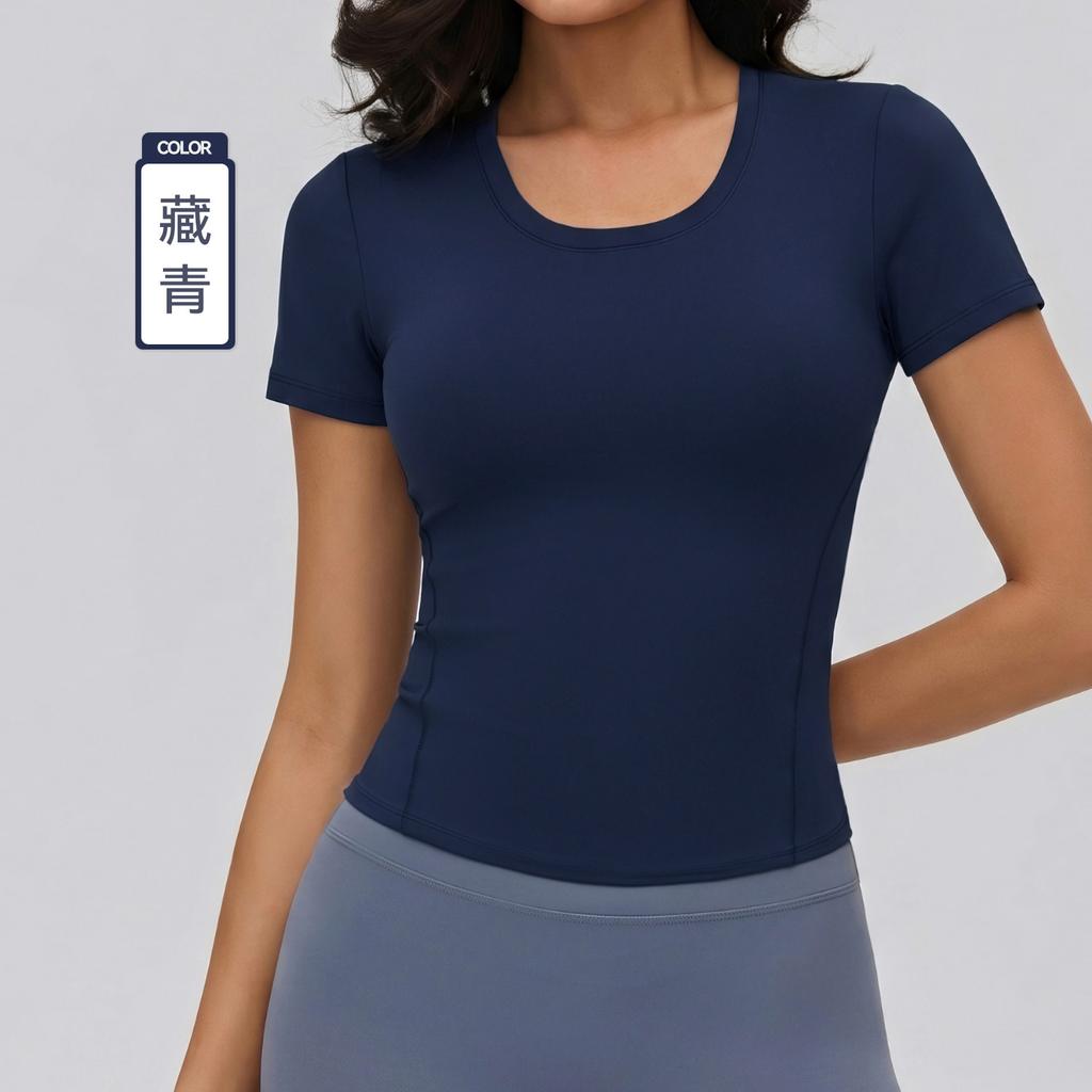 New yoga short-sleeved women's elastic and comfortable casual sports t-shirt skin-friendly breathable Pilates training fitness top