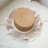 Girls Summer Straw Sun Hat With Pearl Lace Wide Brim Baby Beach Shade Cap Stylish UV Protection Outdoor Headwear