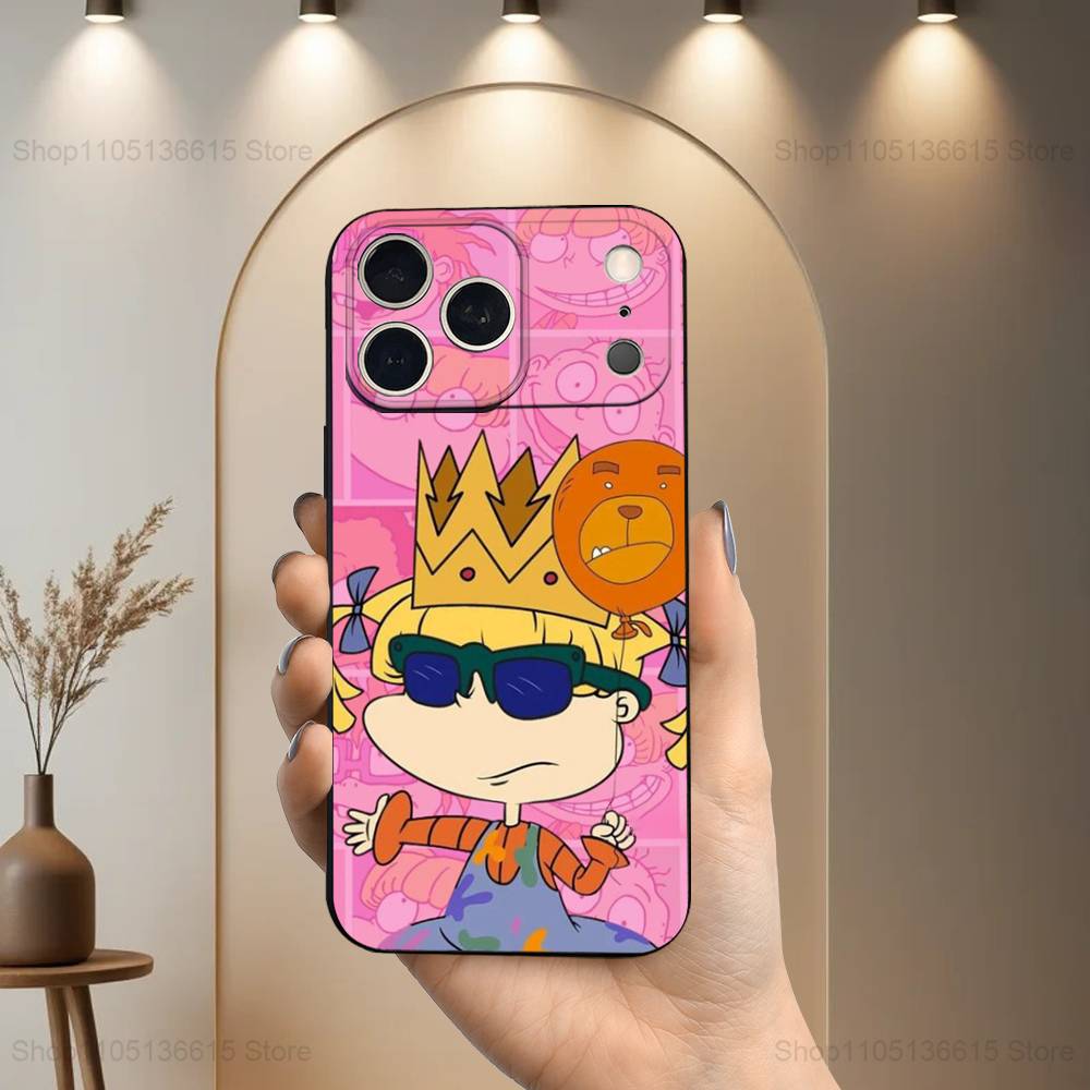 

Cute R-Rugrats A-AngelICA Case For iPhone 17,16,15,14,13,12,11 Air,Plus,Pro Max,XS,X,XR,SE,Mini,8,7,Soft Silicone Black Cover iPhone11