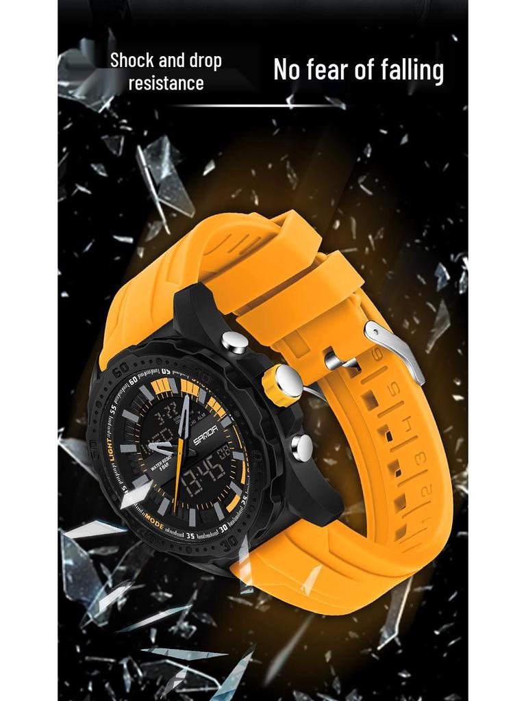 Relógio SANDA Casual com Duplo Display, Pulseira de Silicone, para Estudantes, com Função Soneca