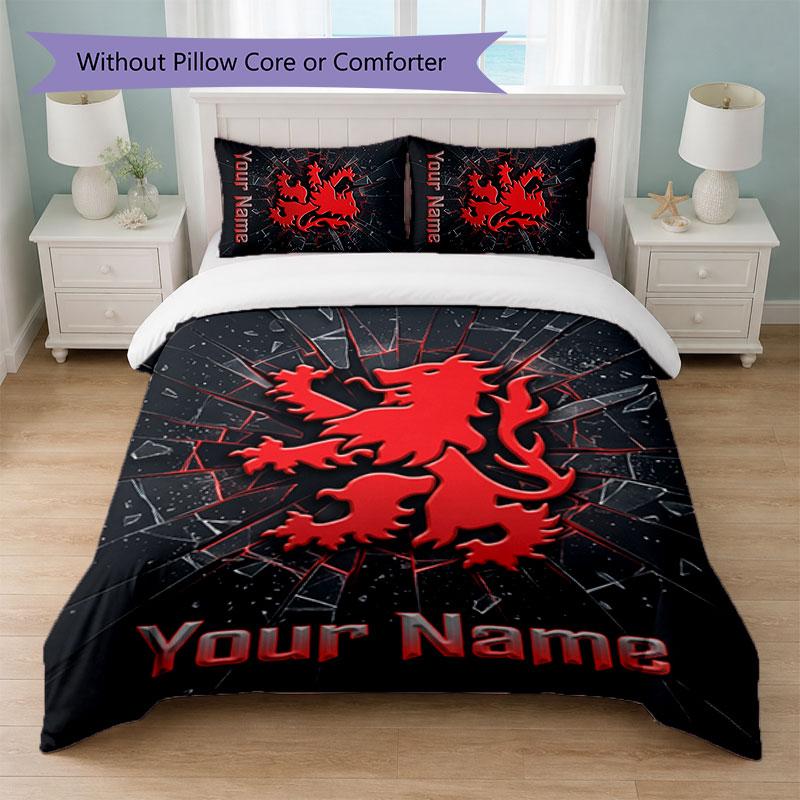 Set Biancheria da Letto Personalizzato Middlesbrough FC con Nome Testo 1 Copripiumino + 2 Federe Logo Calcio Regalo Personalizzato per Occasioni Speciali Decorazione Camera da Letto