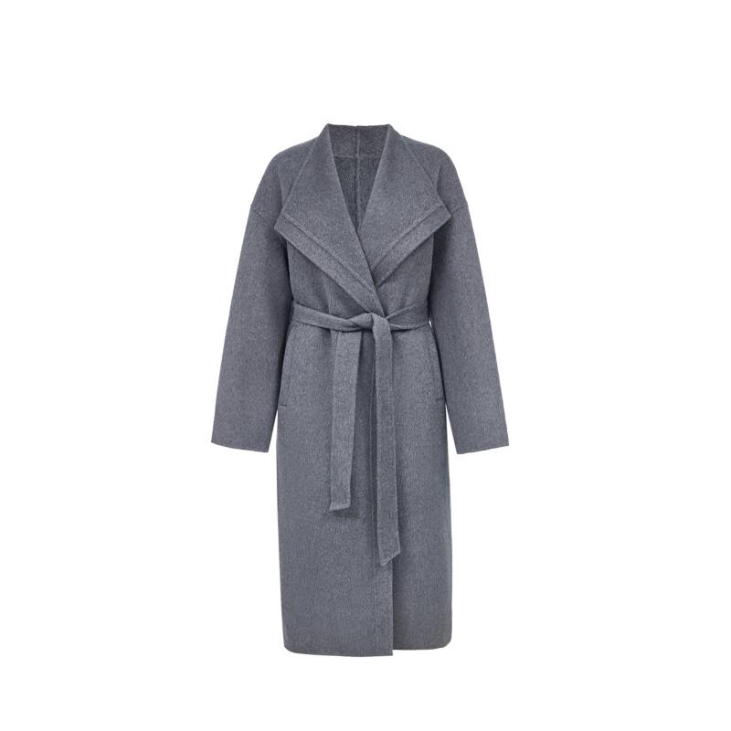 VEROMODA Elegant Metal Bead Chain Double-faced Wool Coat