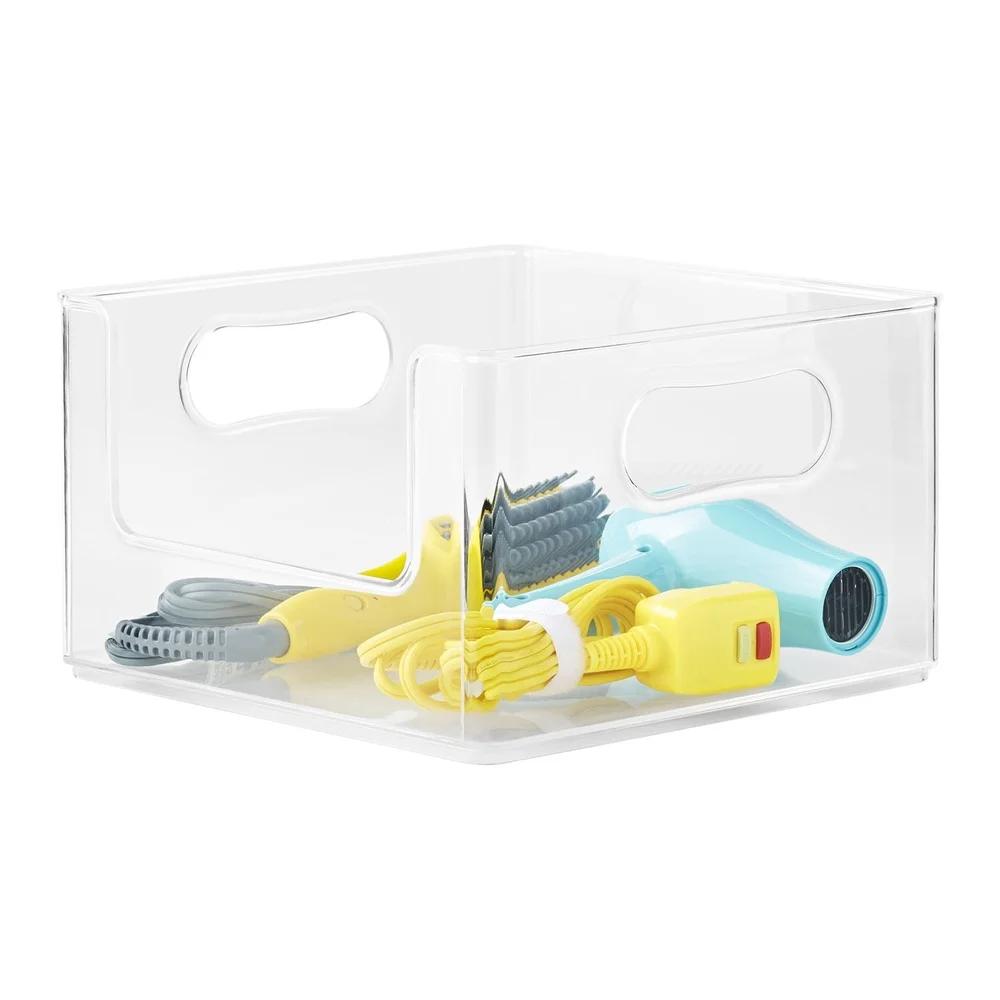 Open Front Bin Clear Plastic Modular Storage System Organizer 10in X10in X 6in