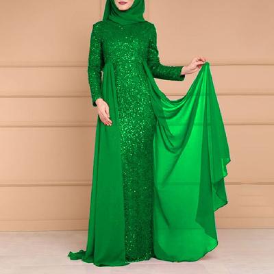 Nouvelle Robe à Sequins Féminité Mondaine Douce Ajustée Manches Longues