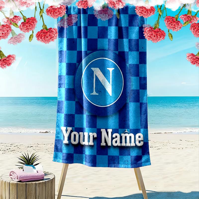 Name Custom SSC Napoli Logo Print Beach Towel, Large Soft Quick Dry Towel for Beach Camping Swimming